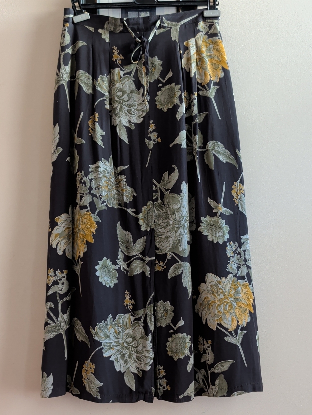 Michael Philips Vintage Black Floral A-Line Maxi Skirt - Yellow & Sage Floral